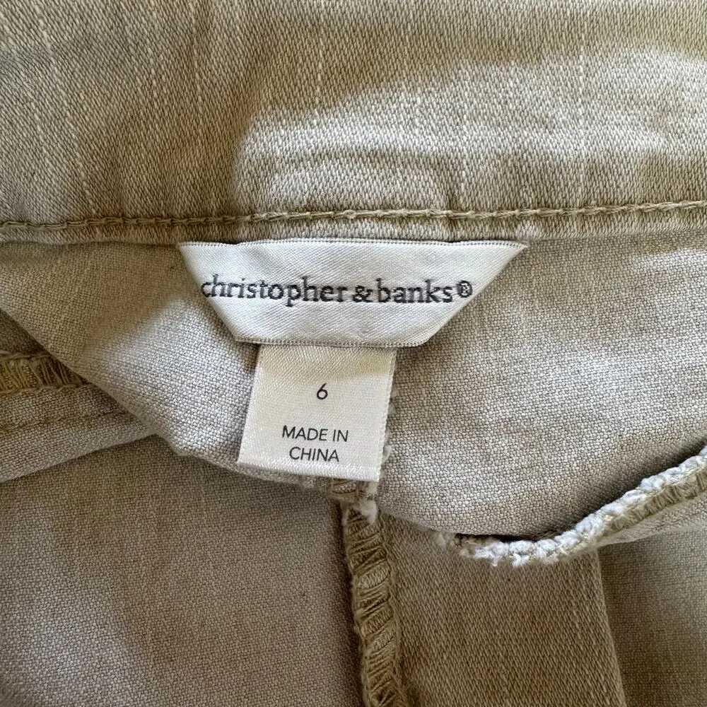 Christopher & Banks Size 6 Women's Midi Khaki Straight Skirt Minimalist Capsule